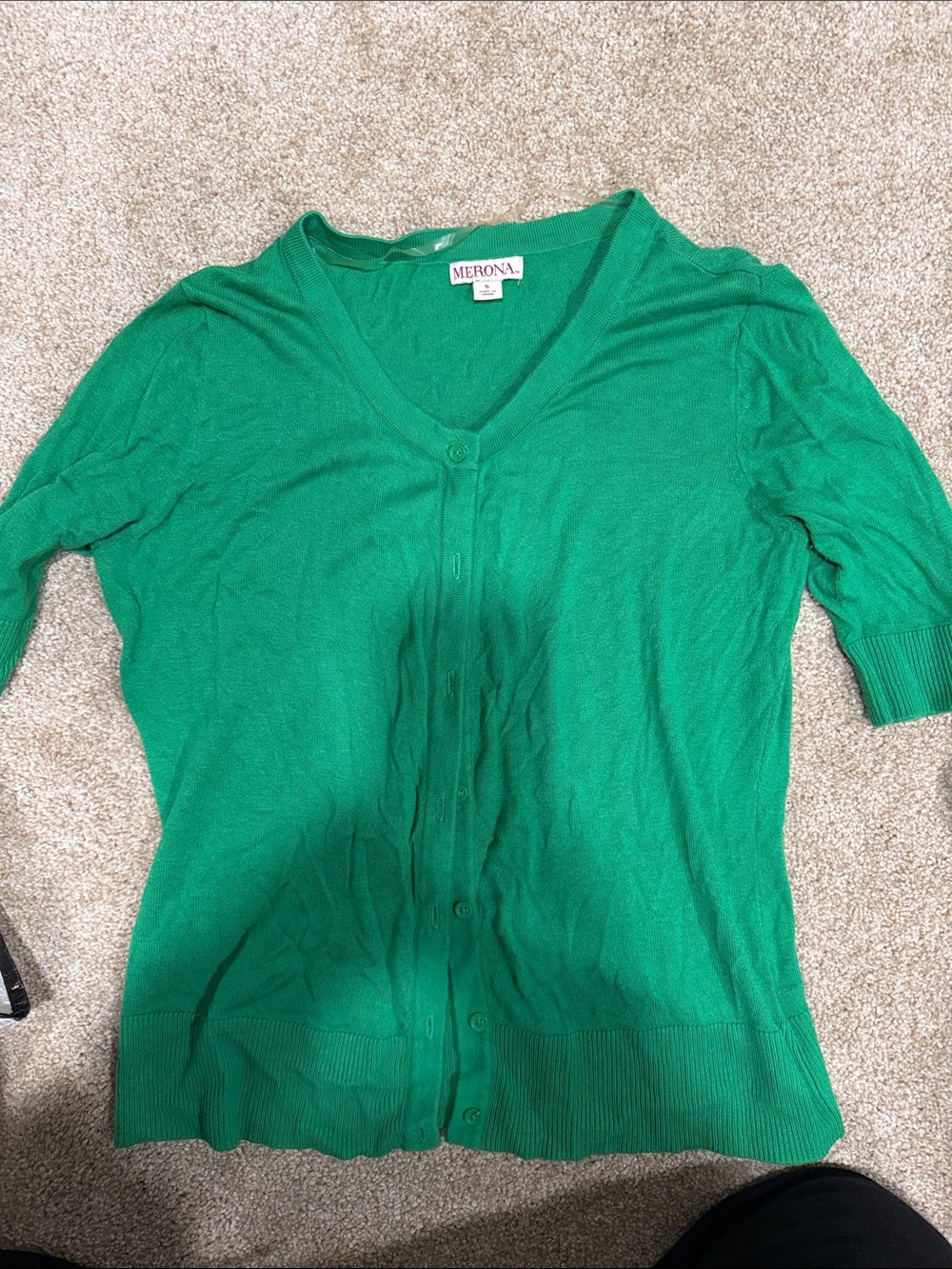 Merona Green V-Neck Button-Front Cardigan